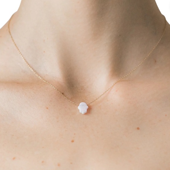 Opal and Gold Hamsa Necklace - Picture 5 of 5